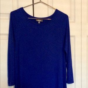 Blue Newman Marcus Stretchy Hi-Low Tunic Sz L